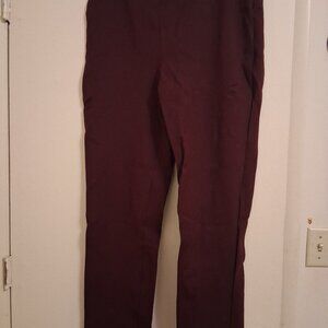 Quince Women's Burgundy Ultra-Stretch Ponte Pant Straight Leg XL Reg 30" Career